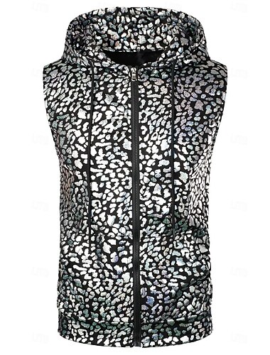  Retro vintage Schijf Jaren '80 Hesje Mouwloos Schijf Glanzend metallic Luipaard Kostuum Voor heren Halloween Carnaval Feest Bar Nachtclub Volwassenen Top Lente zomer