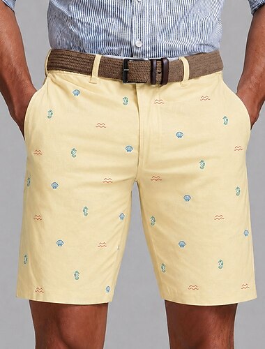  Herr Skal Sjöstjärna Havsvarelser Bermudashorts Casual shorts Golfshorts Medium Midja Mode Casual Arbete Strand Utomhussport Shorts med platta framtill och fyra fickor Designer Kläder