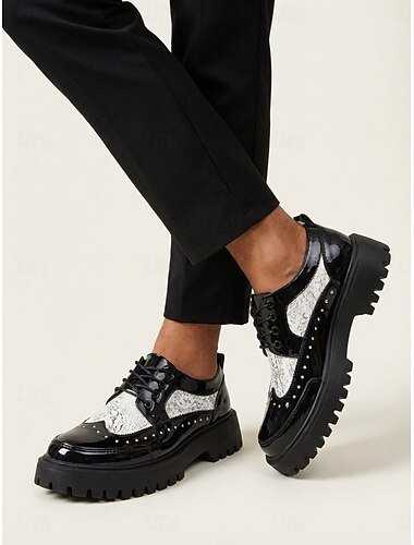  herresko i svart imitert skinn til brudekjoler, elegante brogues, slip-on-sko til formelle anledninger