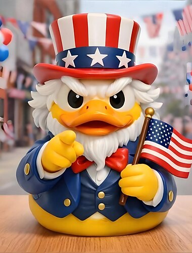  patriotisk onkel and-figur, morsom onkel and-statue med amerikansk flagg &flosshatt, dekorasjoner til 4. juli, unik hjemmedekorasjon i USA, nyhet i forbindelse med uavhengighetsdagens 250-årsjubileum