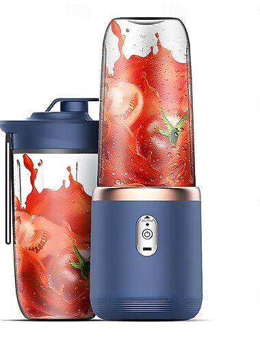  Licuadora portátil para batidos y smoothies, licuadora personal recargable por USB con 2 botellas de viaje, mini licuadora con 6 cuchillas afiladas, licuadora inalámbrica sin BPA para viajes, gimnasio