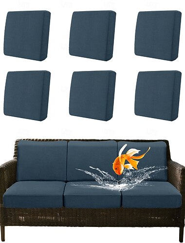  Housses de coussins d'extérieur 100 % imperméables et anti-taches pour mobilier de jardin, canapé, chaises de jardin extensibles, housses de rechange, coloris uni
