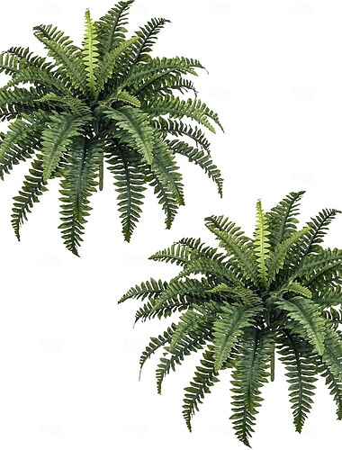  Confezione da 2 cespugli artificiali di felce di Boston, grandi 89 cm, resistenti ai raggi UV, piante finte realistiche con 38 fronde realistiche, decorazioni per esterni e interni, patio, veranda, giardino, matrimoni e ufficio.