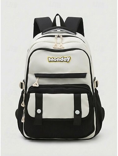  Sac à dos en polyester pour femme, avec de multiples poches, grande capacité, bretelles réglables, disponible en plusieurs couleurs, idéal pour l'école primaire &élèves du collège, rentrée scolaire,