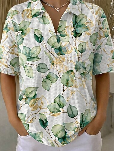  בגדי ריקוד נשים חולצת וופל חולצה קז'ואל צמרות קיץ גראפי גיאומטרי וינטאג' מסוגנן ללא שרוולים חולצות ארוכות קזו'אל יומי בָּחוּץ שחור ולבן ירוק בהיר קיץ אביב סתיו