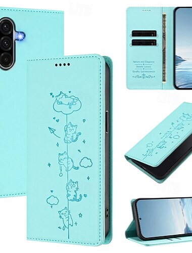  telefon fodral Till Samsung Galaxy A07 A56 A36 A26 A16 A06 A55 5G A35 5G A25 A15 Plånboksfodral Stötsäker Katt TPU PU läder
