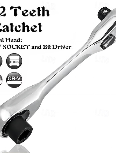  Clé à cliquet miniature 2 en 1 à 72 dents, petit tournevis à cliquet coudé à 90°, douille à cliquet 1/4" pour les espaces restreints