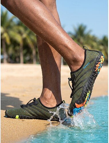  Chaussures aquatiques pour hommes, couleur olive, séchage rapide, légères et respirantes, antidérapantes, idéales pour les activités nautiques, la natation, les promenades sur la plage, la randonnée en rivière, le kayak et les aventures en plein air.