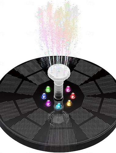  Solární fontánové čerpadlo pro ptačí koupel, zahradu, jezírko &venkovní dekorace, barevná LED světla, vylepšený skleněný panel, malá vodní fontána do akvária &bazén