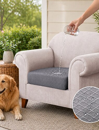  100%防水ソファパティオ屋外用クッションカバー20*20インチ、伸縮性のあるソファシートクッションカバー、ソファカバー家具プロテクターに適合