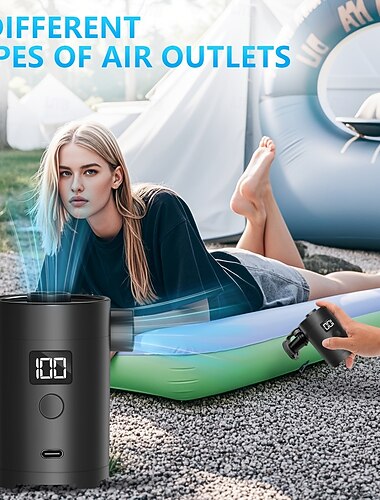  La pompa ad aria elettrica portatile per esterni è dotata di quattro ugelli gonfiabili e ricarica USB, fungendo sia da gonfiatore che da sgonfiatore. È adatta per materassi ad aria, barche e