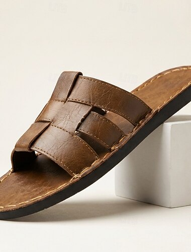  Braune Herren-Sandalen mit offener Zehenpartie, lässige Sommerpantoffeln, leicht und bequem, ideal für Strand, Urlaub, Reisen, Resorts und den Alltag bei warmem Wetter.