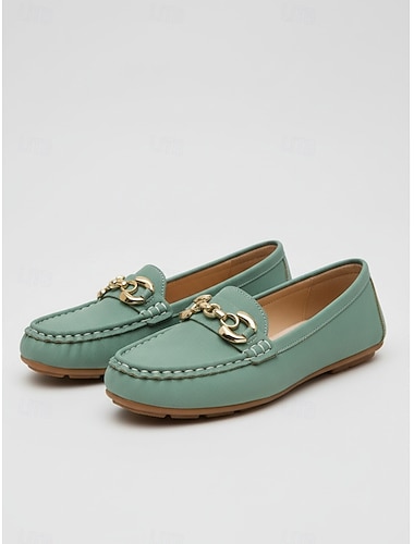  Dámské loafery se zeleným řetězem - Pohodlné slip-on boty pro každodenní nošení chůzi cestování a casual vycházky