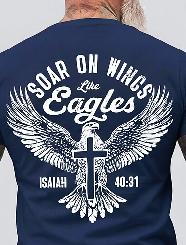  T-shirt motivationnel graphique chrétien Bible pour hommes 'S'envoler sur des ailes comme Isaïe 40 31' croix foi religieuse coupe régulière décontractée vêtements d'église designer