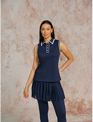  Damen Golf-Poloshirt Marinenblau Ärmellos Oberteil Damen-Golfkleidung, Kleidung, Outfits, Kleidung
