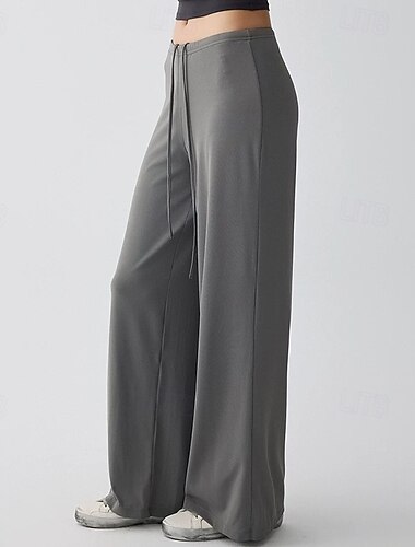  Damen Yogahose Sporthosen Kordelzug Weites Bein Elastischer Bund Fitnesstraining Laufen Fitness Hosen Leggings Einfarbig Schwarz Weiß Rosa Sport Sportkleidung Hohe Elastizität Lässiger Schnitt