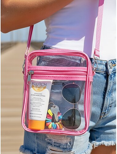  kvinners klare PVC-skulderveske, store og små gjennomsiktige skuldervesker med justerbare stropper, stilige flerfargede vesker for strandferie, reise og uformell daglig bruk