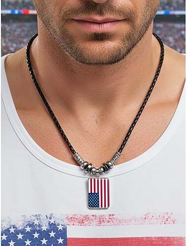  herenlegering &Acryl ketting met hangers in de vorm van nationale vlaggen, designs uit verschillende landen, casual bohemian stijl, perfect voor voetbalfans, wedstrijddagen en buitenactiviteiten.