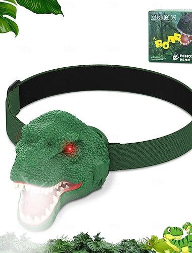  Stirnlampe, wiederaufladbare LED-Stirnlampe in Dinosaurierform für Camping und Outdoor-Aktivitäten, Dinosaurier-Stirnlampe für Jungen, Mädchen und Erwachsene, ideales Geschenk für Geburtstagsfeiern