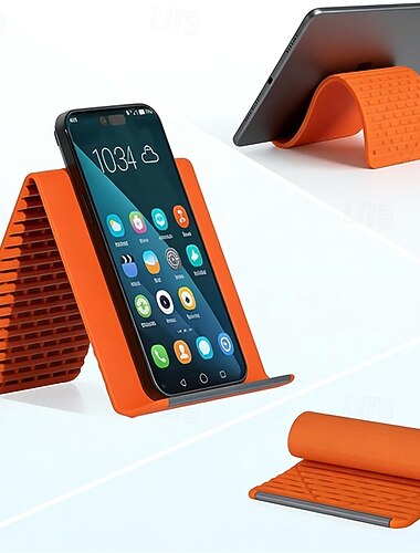  2/4-pack siliconen telefoonhouder &Tablethouder, flexibele, oprolbare en draagbare telefoonstandaard voor op reis, antislip bureauhouder voor iPhone en iPad, opvouwbare standaard voor bureau, kantoor