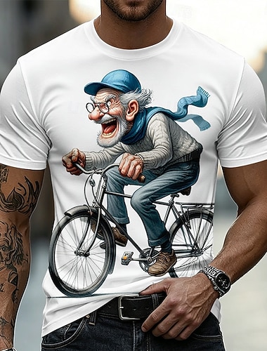  Herr 3D-seriefigur Gammal man T-shirt Kortärmad T-shirt 3D-tryck Rund hals Skjorta drivna Designer Nattklubb Fest Helgdag Vit Sommar Vår Kläder S M L XL XXL XXXL