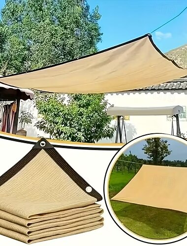  Filet d'ombrage respirant haute densité beige, disponible en plusieurs tailles, idéal pour les terrasses, les pique-niques, les abris de voiture et le jardin ; filet d'ombrage respirant coloré pour