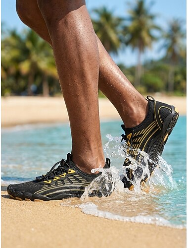  Chaussures aquatiques noires pour hommes, à séchage rapide, légères et respirantes, antidérapantes, idéales pour les activités nautiques, la natation, les promenades sur la plage, la randonnée en rivière, le kayak et les aventures en plein air.