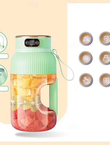  Licuadora portátil con 10 cuchillas &Pantalla digital, licuadora personal de gran capacidad para batidos y smoothies, vaso exprimidor recargable por USB con asa integrada, licuadora inalámbrica para