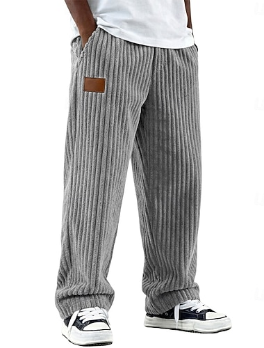  Herren Hose Cordhose Winterhose Freizeithose Baggy-Hosen Kordelzug Gerader Schnitt Einfarbig Komfort Volle Länge Lässig Täglich Outdoor Mode Klassicher Stil Blau Schwarz Mikroelastisch
