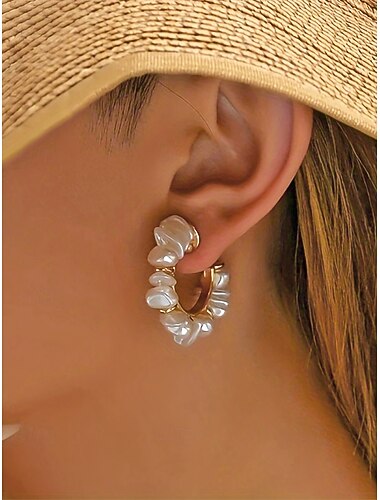  Øredobber i bohemsk stil med imiterte perler til dame, delikate &elegant, perfekt for strandferie, hverdagsklær, bryllups- og festtilbehør