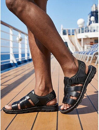  Herr minimalist Ledigt Dagligen Ö och kryssning PU Läder Halksäker Andningsfunktion Magisk tejp Svart Brun Sommar Vår Alla årstider