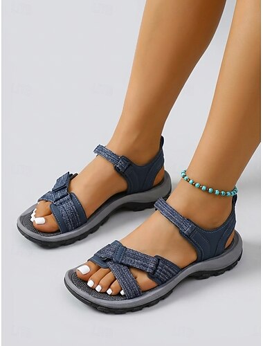  صنادل نسائية للمشي لمسافات طويلة – صنادل رياضية خفيفة الوزن للأنشطة الخارجية مزودة بأحزمة قابلة للتعديل للمشي والرحلات والسفر