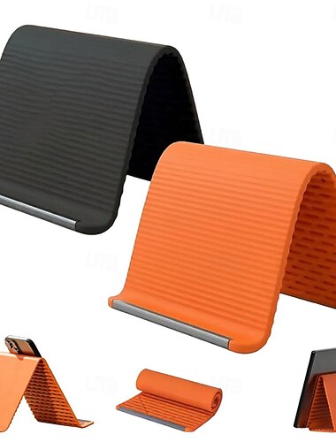  Tragbarer Silikon-Handyhalter für unterwegs, kompakter, faltbarer Tablet-Halter für Flugzeug und Schreibtisch, flexibler, rutschfester Handyhalter für alle Smartphones und iPads, unverzichtbares