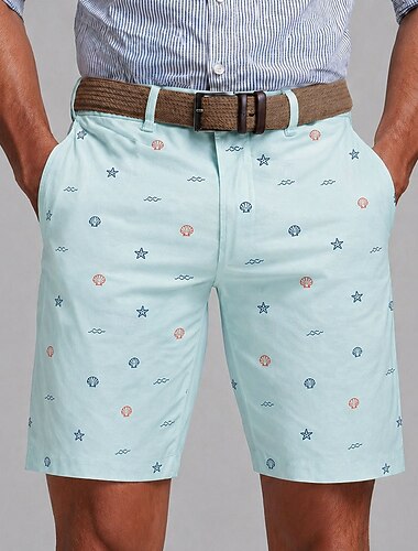  Herre Skall Sjøstjerne Sjøskapninger Bermudashorts Casual shorts Shorts til golfbruk Medium Midje Fashion Casual Arbeid Strand Sport & Utendørs Flate shorts med fire lommer Designer Klær