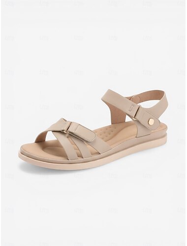  Damskie brązowe sandały do chodzenia z podparciem łuku stopy – regulowane, wygodne sandały z wieloma paskami, amortyzowane, lekkie, codzienne buty do podróży, parku i na spacery &odzież codzienna