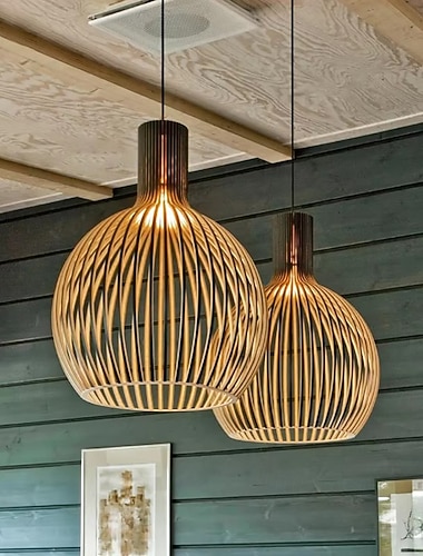  35 cm Hängelaternen-Design Pendelleuchte Holz Holz Vintage Naturinspiriert 110-240 V