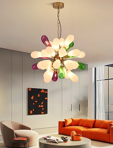  Lustre design Sputnik, plafonnier moderne en agate, 1/2/3/6/9/12/24 têtes, lustre en métal contemporain, compatible avec salle à manger, salon, couloir, chambre