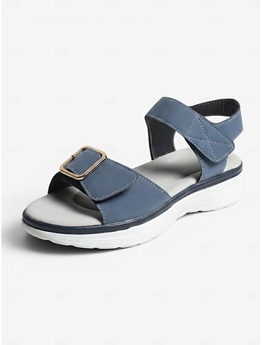  Damskie niebieskie sandały do chodzenia – wygodne sandały na lato z paskiem na rzep i amortyzowaną podeszwą, idealne do podróżowania, noszenia na co dzień i na świeżym powietrzu