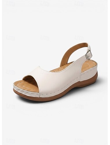  białe sandały damskie z paskiem na pięcie – wygodne sandały z regulowanym zapięciem na klamrę, idealne na nieformalne wyjścia, letnią plażę i codzienne noszenie