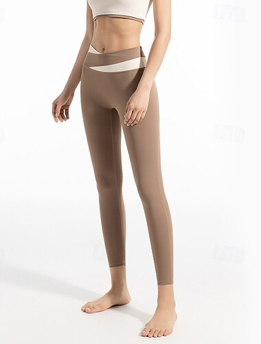  Per donna Pantaloni da Pilates Pantaloni da yoga Arricciato sollevamento glutei Vita alta Allenamento in Palestra Corsa Fitness Leggings Pantaloni Blocco di colori Patchwork Nero Blu Viola Gli sport