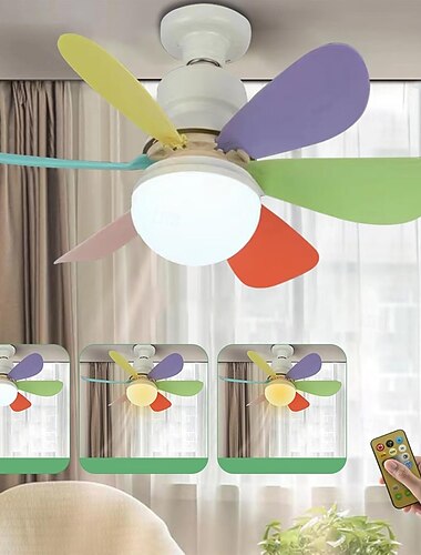  Ventilator met stopcontact en verlichting, plafondventilatoren met schroefbevestiging en verlichting &Ventilator met afstandsbediening, 3 kleuren (3000K-6000K), dimbare lamp, 3 windsnelheden, stille