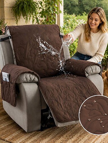  100 % wasserdichte Liegestuhlbezüge, rutschfeste Bezüge für Liegestühle mit Tasche, waschbarer, gesteppter Möbelschutz für Liegestühle für Kinder und Haustiere