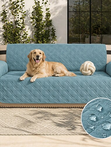  wasserdichte Sofaabdeckung für Kissencouch Sofaabdeckung für Hunde wasserfeste Möbelschutzabdeckung mit Schaumstoffstäben elastische Bänder für Haustierkatze