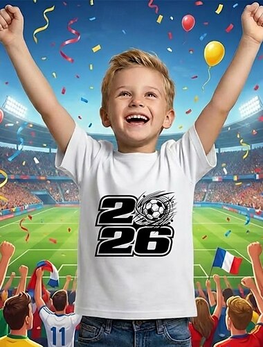  Uniseks 3D Grafisch Voetbal T-shirt Korte mouw 3D-afdrukken Zomer Lente Sport Modieus Streetwear Kinderen 4-12 jaar Strakke ronde hals Casual Dagelijks Buiten Normale pasvorm
