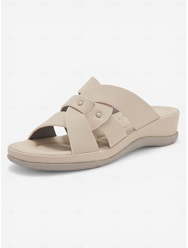  Damskie brązowe sandały wsuwane z podparciem łuku stopy – miękkie, wsuwane klapki z paskiem krzyżowym, amortyzowane, lekkie i wygodne sandały do użytku wewnątrz i na zewnątrz, na spacery i w podróże