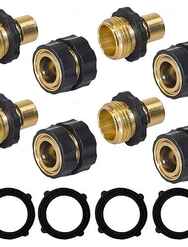  ガーデンホース用クイックコネクター4セット、3/4インチオス・メスガーデンホース継手クイックコネクター