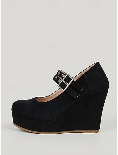  Roze suède Mary Jane pumps met sleehak voor dames, platformhakken met dubbele gesp voor een tuinfeest. &buitenevenementen