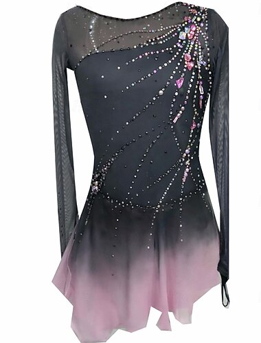  Klänningar till konståkning Dam Skridskor Kjolar Klänningar Fuchsia Tummen Öppen Rygg Elastan Hög Elasisitet Professionella Tävling Skridskoplagg Håller värmen Klassisk Kristall / Strass Stenar