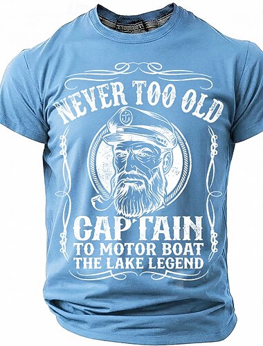  Herr Aldrig för gammal kapten till motorbåt sjölegenden rolig nautisk grafisk t-shirt kortärmad rund hals gammal kapten med pipa vintage båtliv pensionsgåva designerkläder kläder