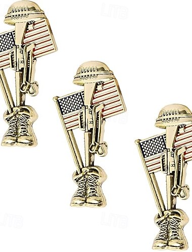  Set di 3 spille commemorative fatte a mano per il Giorno della Memoria dei Soldati, distintivi patriottici in onore delle forze armate statunitensi, spille commemorative per eroi caduti, ricordo in